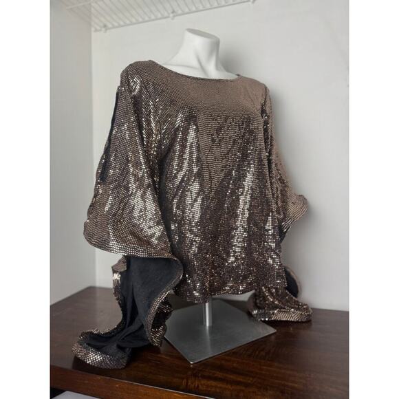 ASOPH Gold Sequin Dramatic Top with Long Sleeves Size 3X - Picture 13 of 13